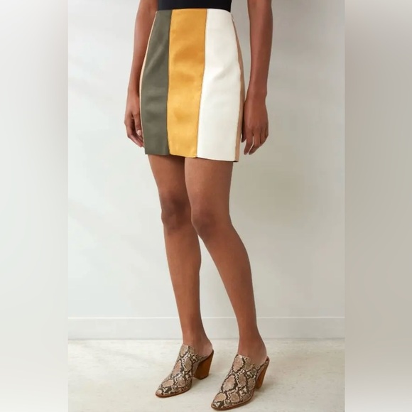 Abbeline faux suede color block mini skirt sz2 - Picture 2 of 5